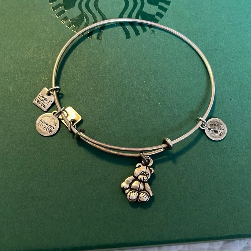 Alex and Ani teddy bear bracelet silver tone